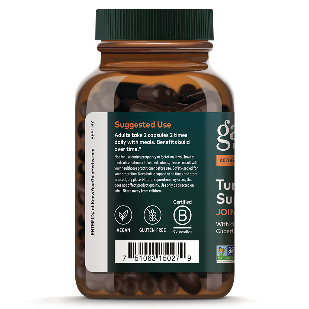 GH169 | Back label of supplement bottle showing suggested use text, vegan and gluten-free icons, certification mark and barcode - Thumbnail