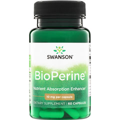 SWU308 | Swanson BioPerine, Nutrient Absorption Enhancer, 10 mg per capsule, 60 capsules bottle front