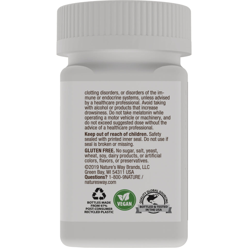 NW784 | Back label of white supplement bottle with warning text, gluten free statement, vegan and recycling icons - Thumbnail
