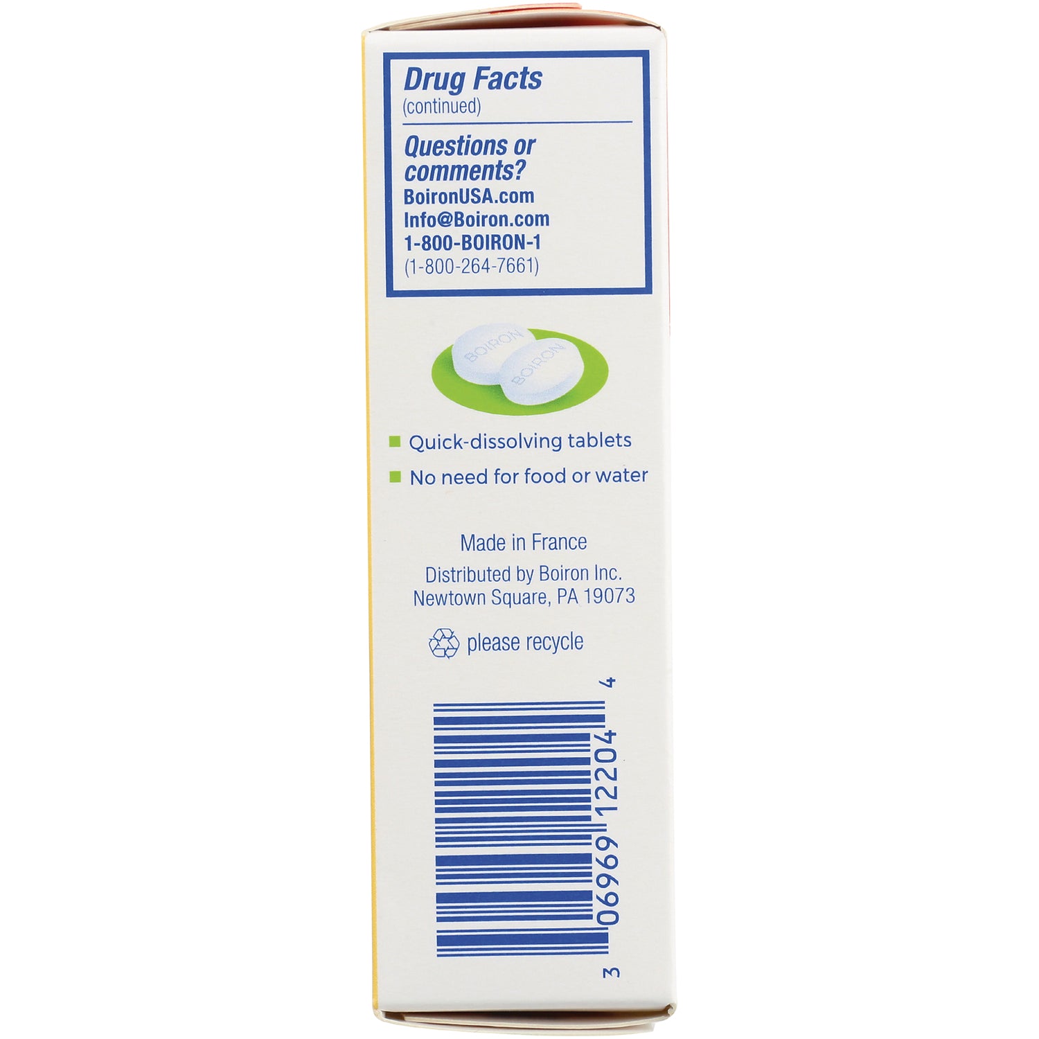 BRN123 | back panel of box showing drug facts, quick-dissolving tablets, manufacturer info and barcode