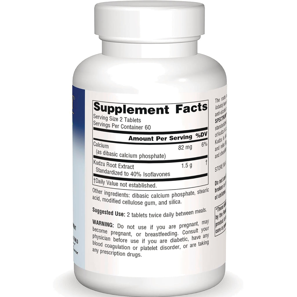 PF208 | Back label showing Supplement Facts panel with calcium 82 mg, kudzu root extract 1.5 g and warning - Thumbnail
