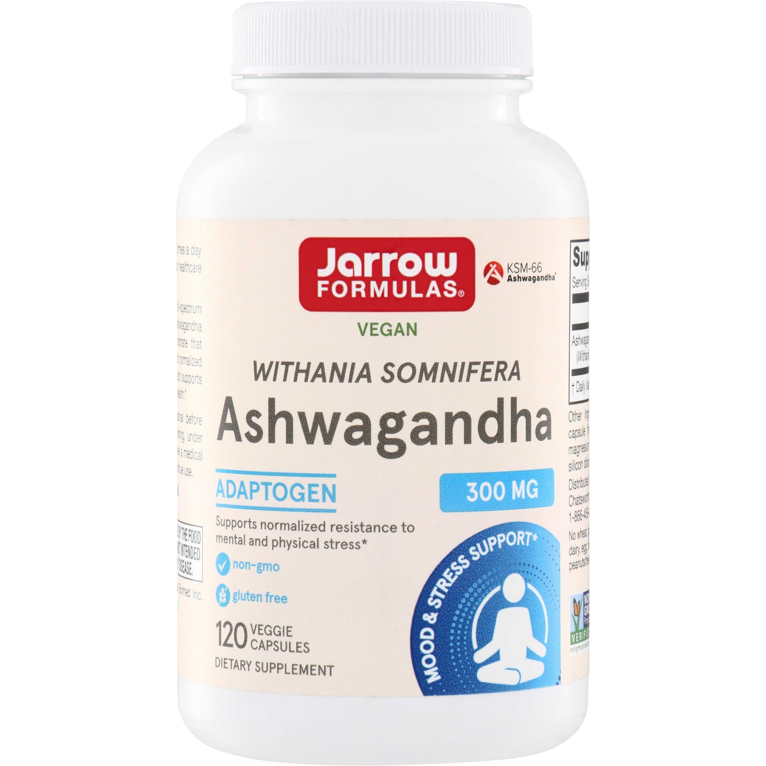 JR075 | Jarrow Formulas Ashwagandha 300 mg vegan dietary supplement, 120 veggie capsules