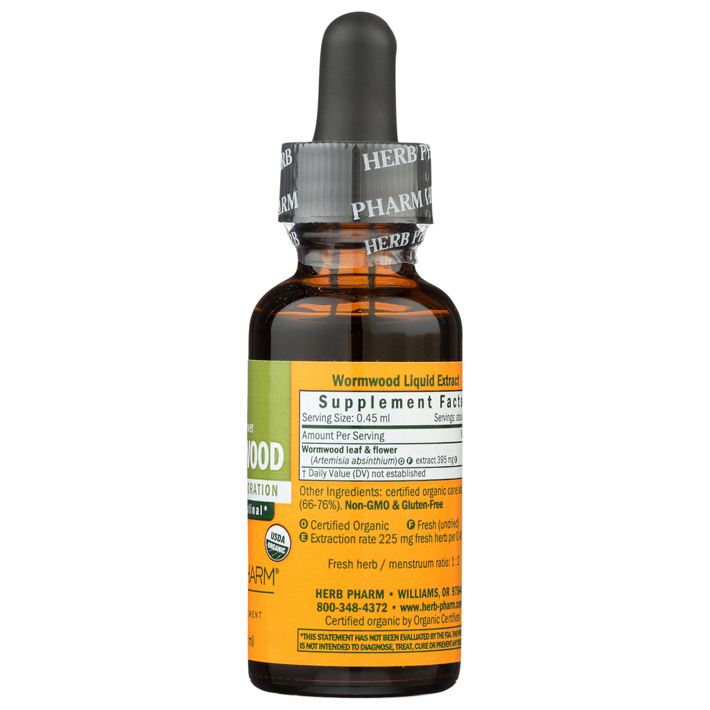 Herb Pharm Wormwood Liquid Extract dropper bottle with Supplement Facts label - Thumbnail
