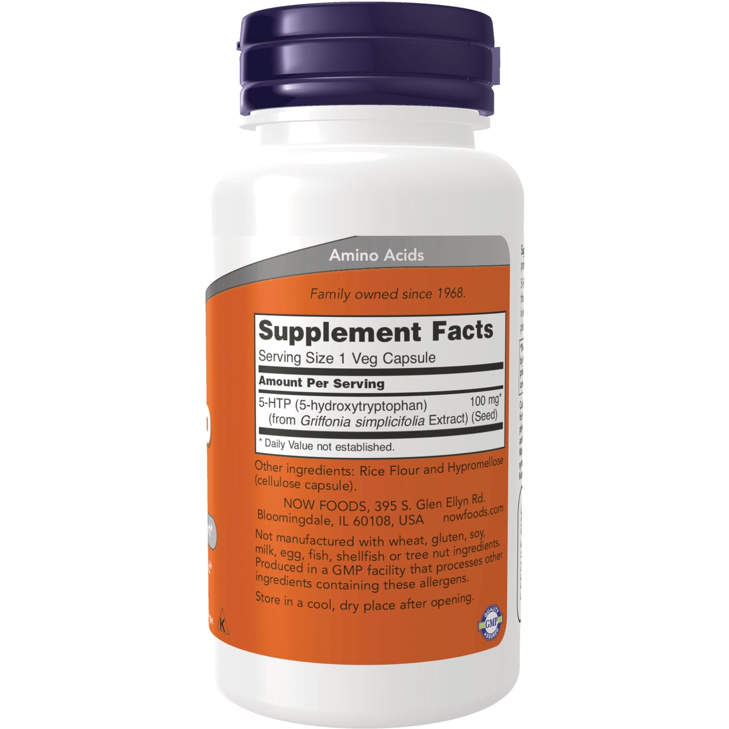 NWF011 | Back label of white supplement bottle showing Supplement Facts panel with Serving Size 1 Veg Capsule and ingredient text