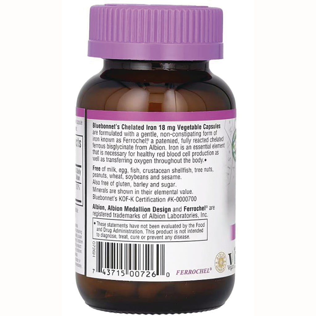BLU067 | Back of brown supplement bottle with purple cap showing ingredient text, warnings and barcode - Thumbnail