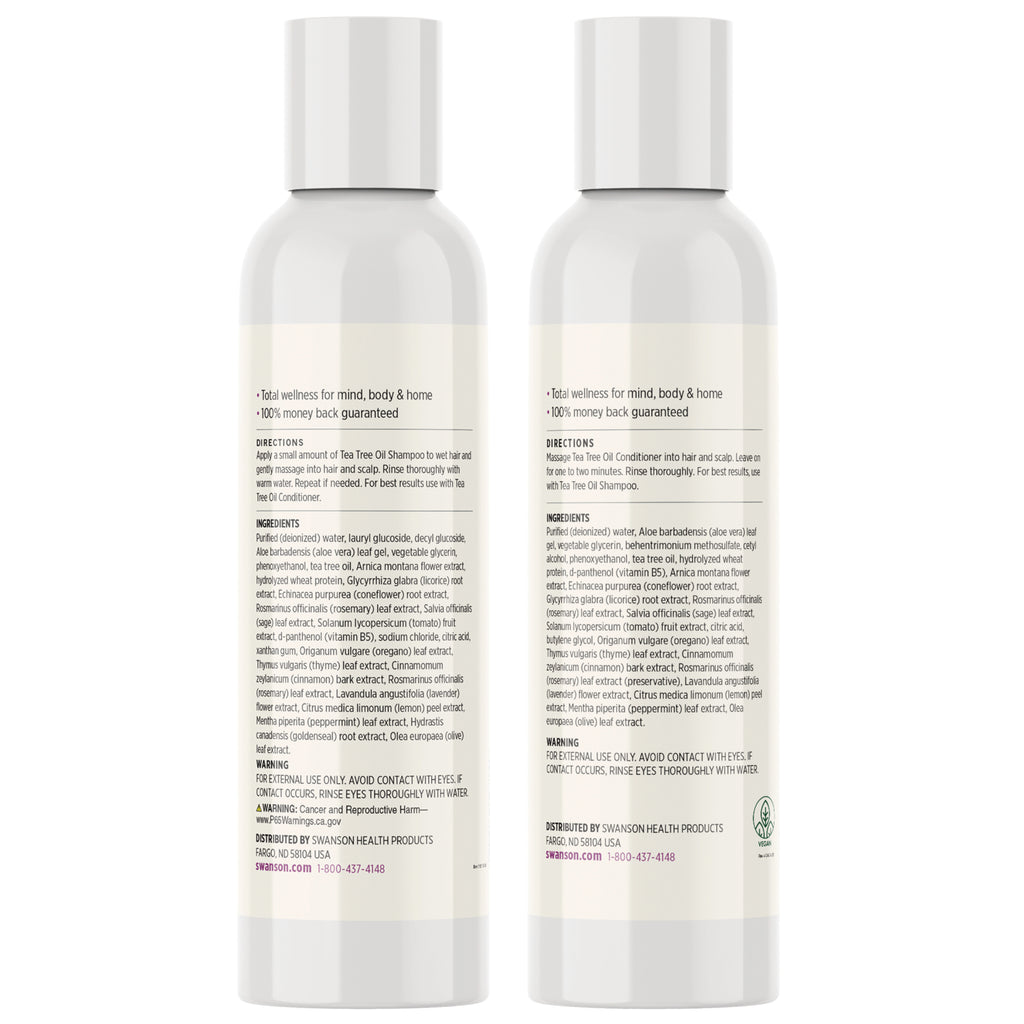 SWU754 | Ingredients, directions, and warnings for SWU744 Tea Tree Oil Shampoo and SWU753 Tea Tree Conditioner - Thumbnail