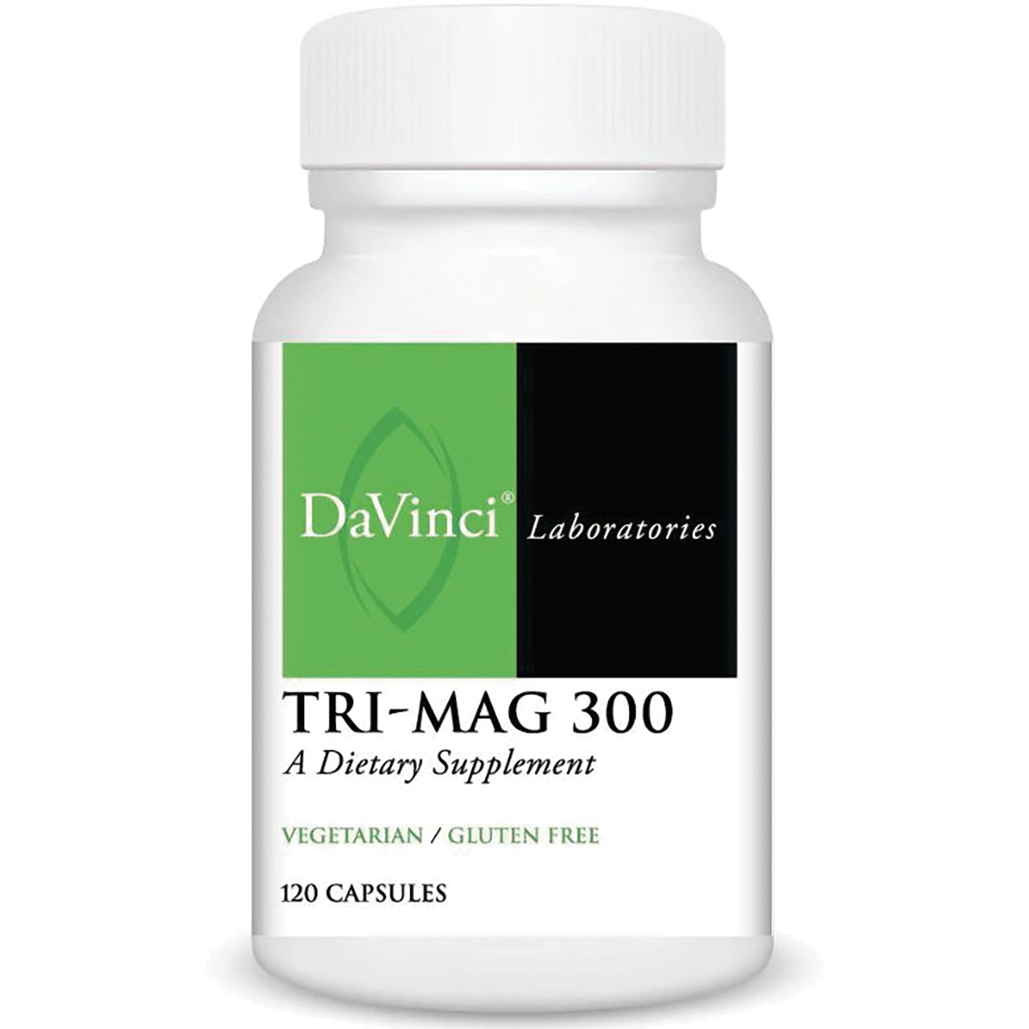 DVL026 | DaVinci Laboratories TRI-MAG 300 dietary supplement bottle, 120 vegetarian gluten free capsules