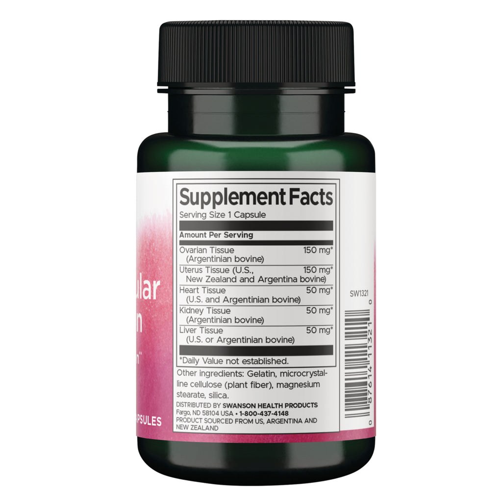 SW1321 | Supplement Facts panel with serving size 1 capsule and tissue ingredients list and amounts - Thumbnail