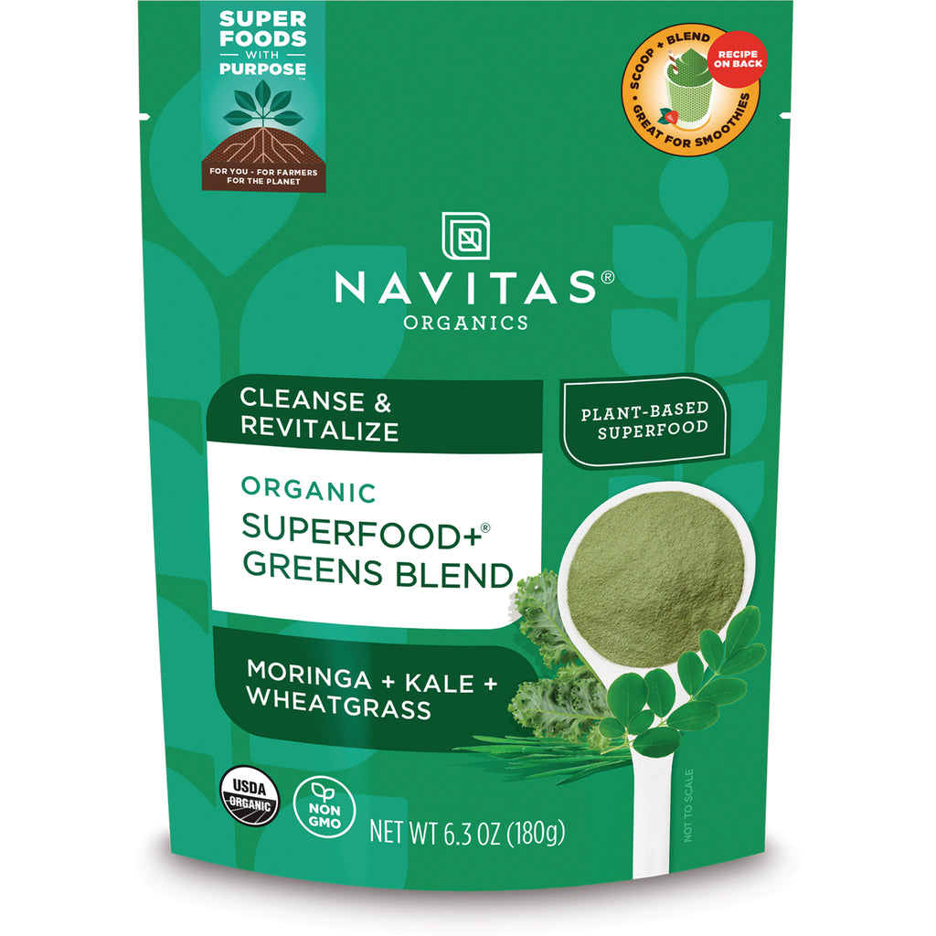 NAV071 | Navitas Organics pouch Organic Superfood+ Greens Blend moringa kale wheatgrass 6.3 oz - Thumbnail