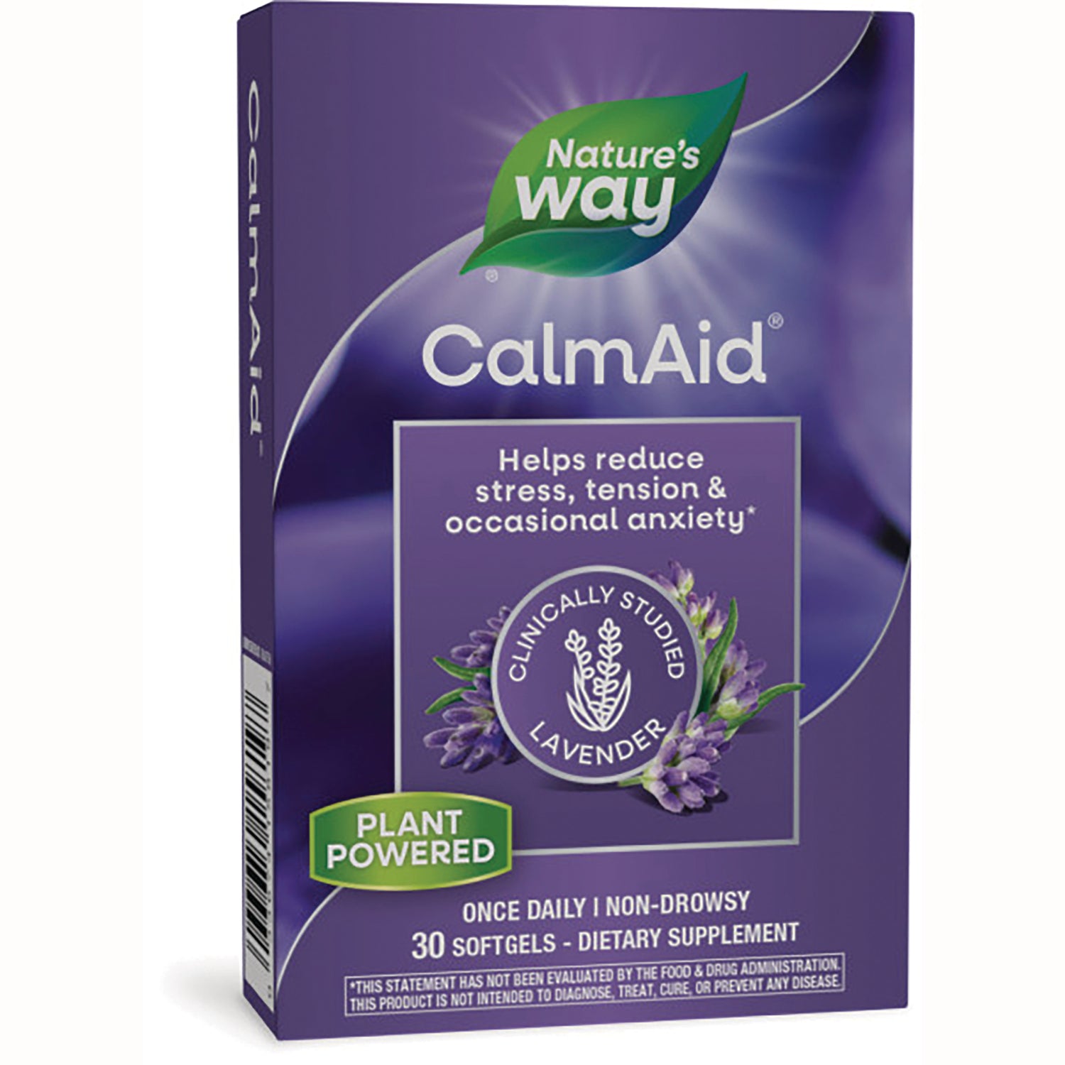NW819 | Nature's Way CalmAid lavender 30-count softgels box, plant powered, helps reduce stress, tension & occasional anxiety