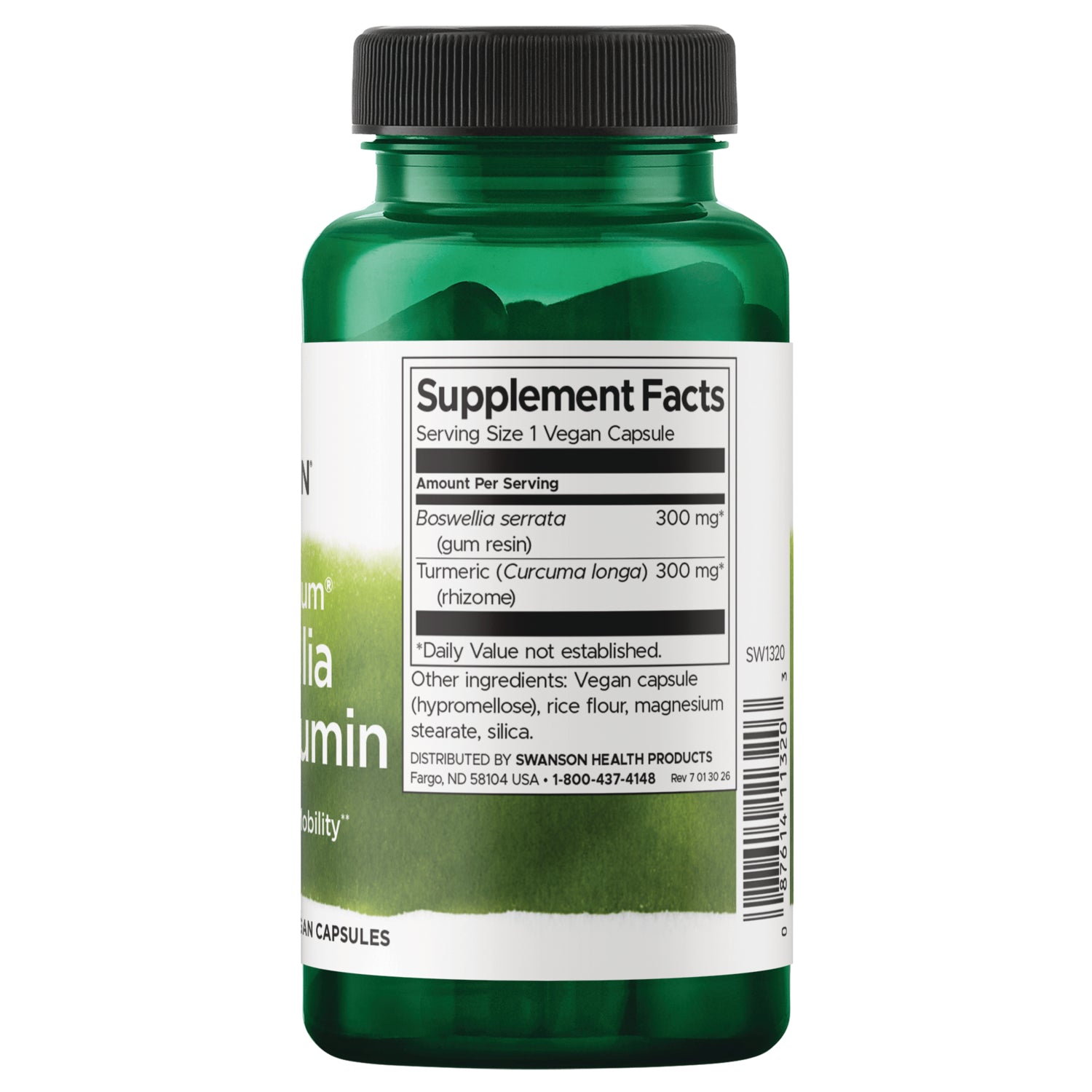 SW1320 | Supplement Facts panel: serving size 1 capsule