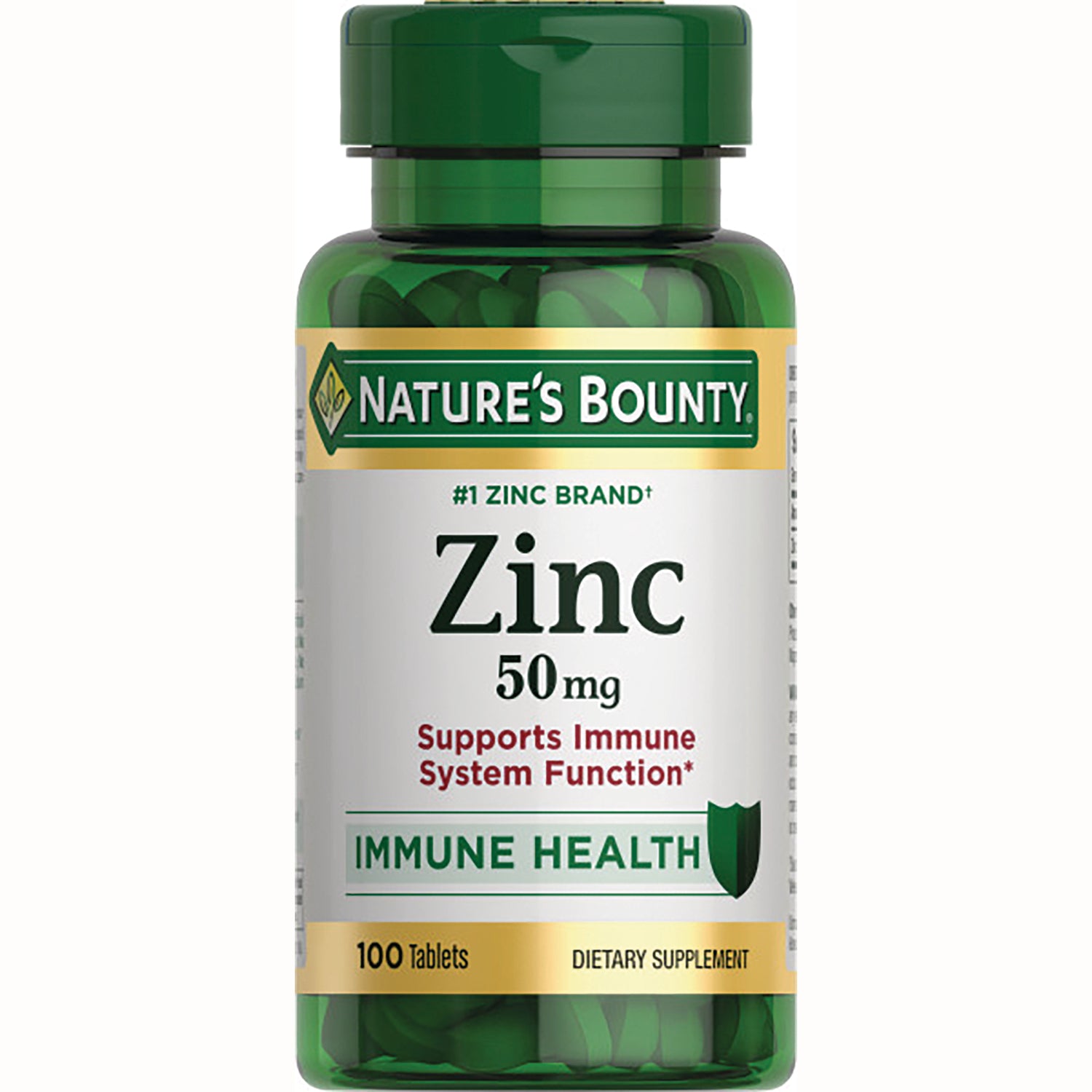 NBY098 | Nature's Bounty Zinc 50 mg bottle labeled Immune Health, 100 tablets