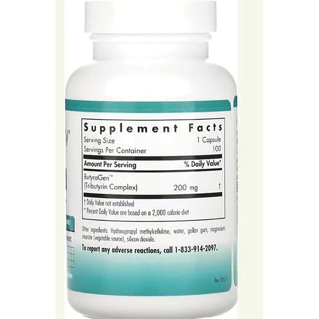 NCL049 | back label with Supplement Facts showing Serving Size 1 Capsule, 100 servings and ButyraGen 200 mg - Thumbnail