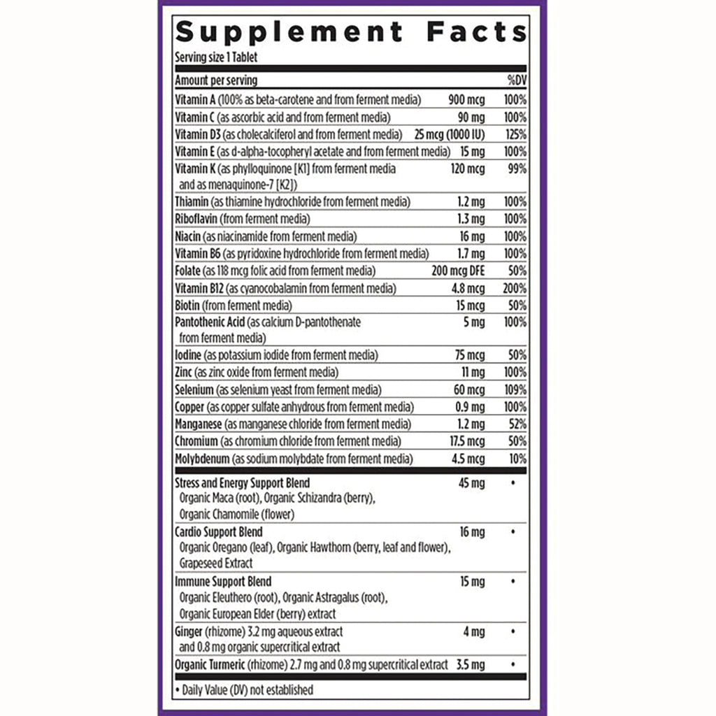 NWC138 | Supplement Facts back label showing serving size 1 tablet, nutrient amounts, and ingredient blends - Thumbnail