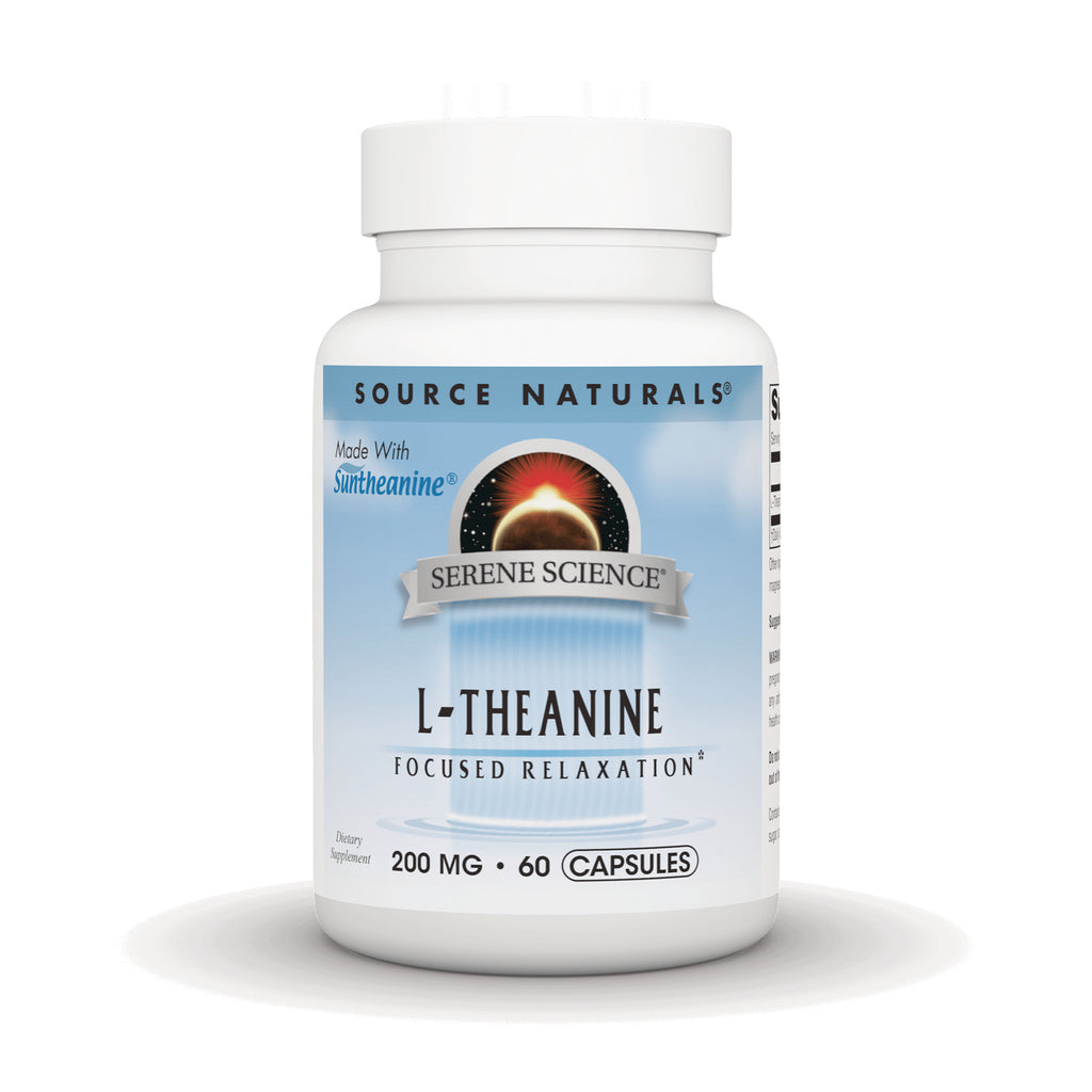 SN974 | Source Naturals L-Theanine 200 mg, 60 capsules bottle, Serene Science, made with Suntheanine - Thumbnail