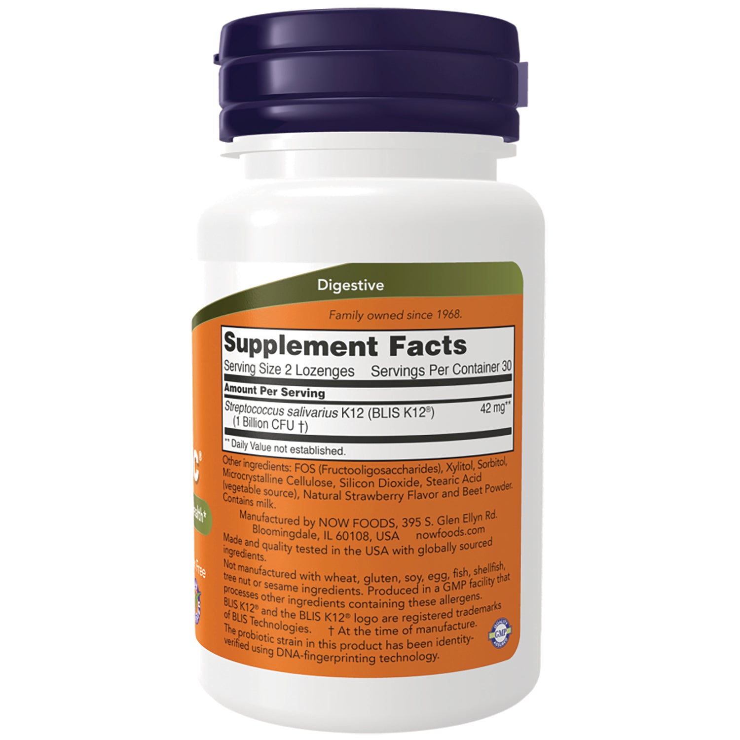 NWF1390 | back label showing Supplement Facts panel and ingredient list on white bottle