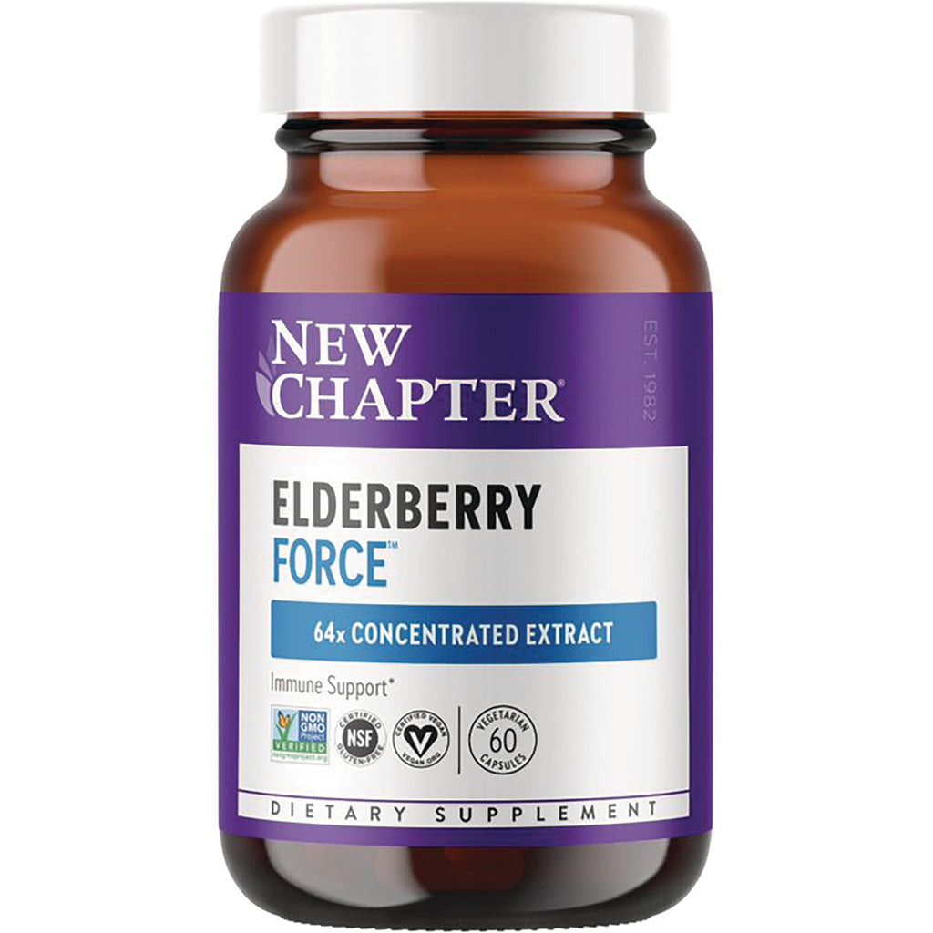 NWC362 | New Chapter Elderberry Force supplement bottle with purple label, 60 vegetarian capsules - Thumbnail