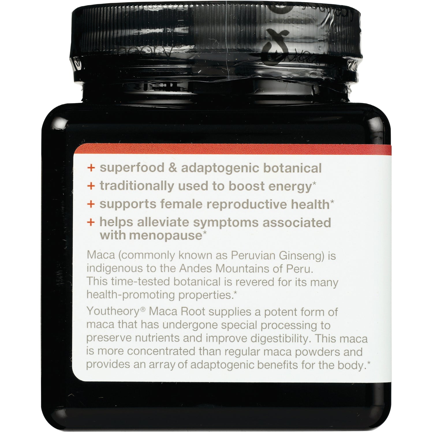 YOU011 | Maca Root benefits panel: superfood, boost energy*, supports female reproductive health*, helps with menopause*