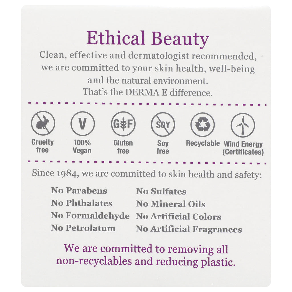 DE008 | Back of box titled Ethical Beauty with icons for cruelty free, 100% vegan, gluten free, recyclable and a list of no parabens, no sulfates - Thumbnail