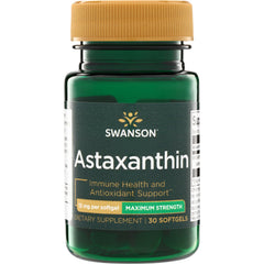 SWU845 | Swanson Astaxanthin supplement bottle, 12 mg per softgel, Maximum Strength, 30 softgels