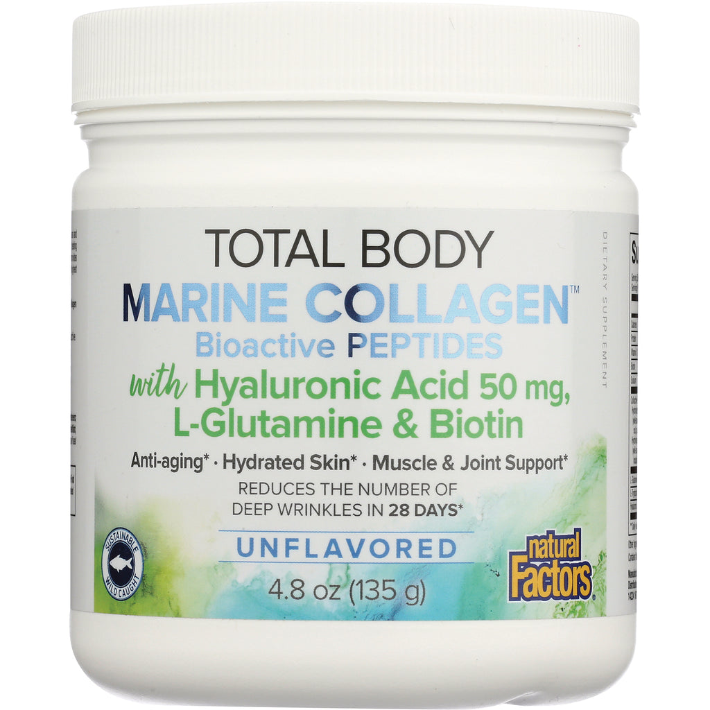 NFC202 | White jar of Total Body Marine Collagen bioactive peptides with Hyaluronic Acid 50 mg, L-Glutamine & Biotin, unflavored 4.8 oz - Thumbnail