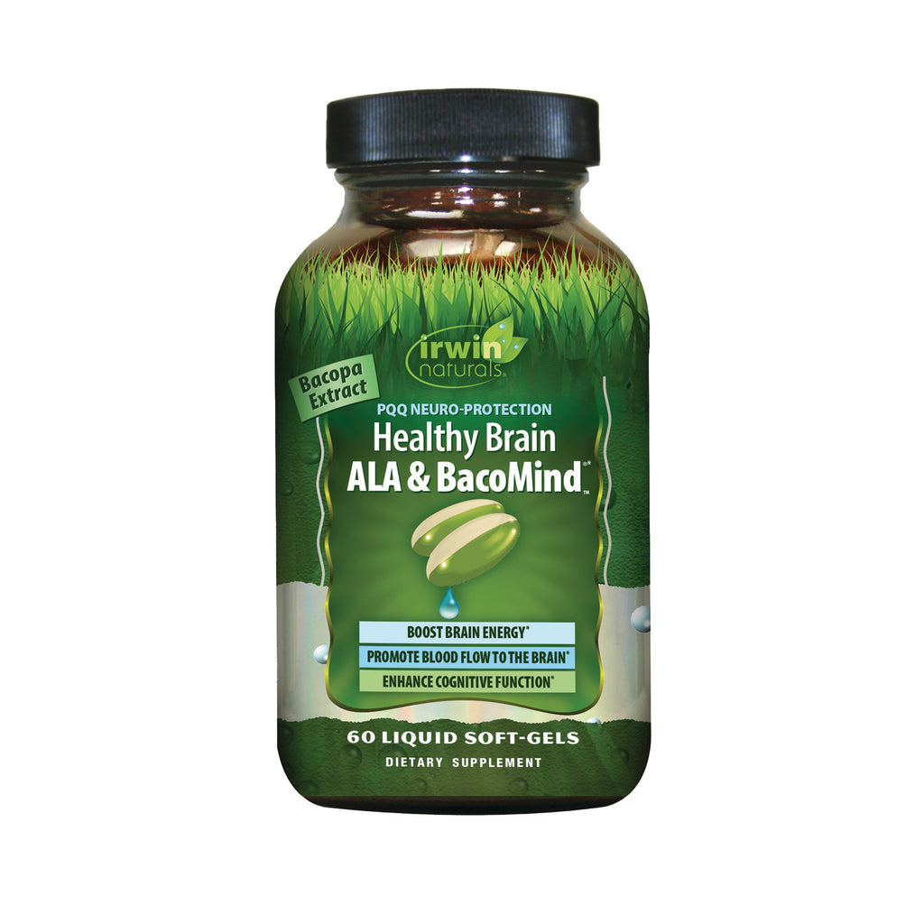 IR295 | Irwin Naturals Healthy Brain ALA & BacoMind supplement bottle, 60 liquid soft-gels - Thumbnail