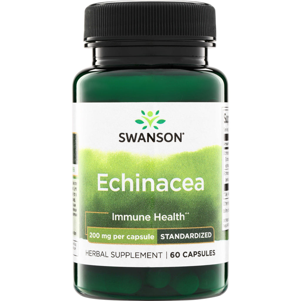 SWH019 | Swanson Echinacea supplement bottle, Immune Health, 200 mg per capsule, standardized, 60 capsules - Thumbnail