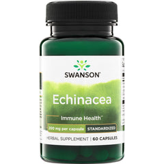 SWH019 | Swanson Echinacea supplement bottle, Immune Health, 200 mg per capsule, standardized, 60 capsules