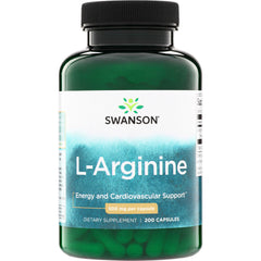 SW935 | Swanson L-Arginine 500 mg per capsule, 200-capsule bottle, Energy and Cardiovascular Support