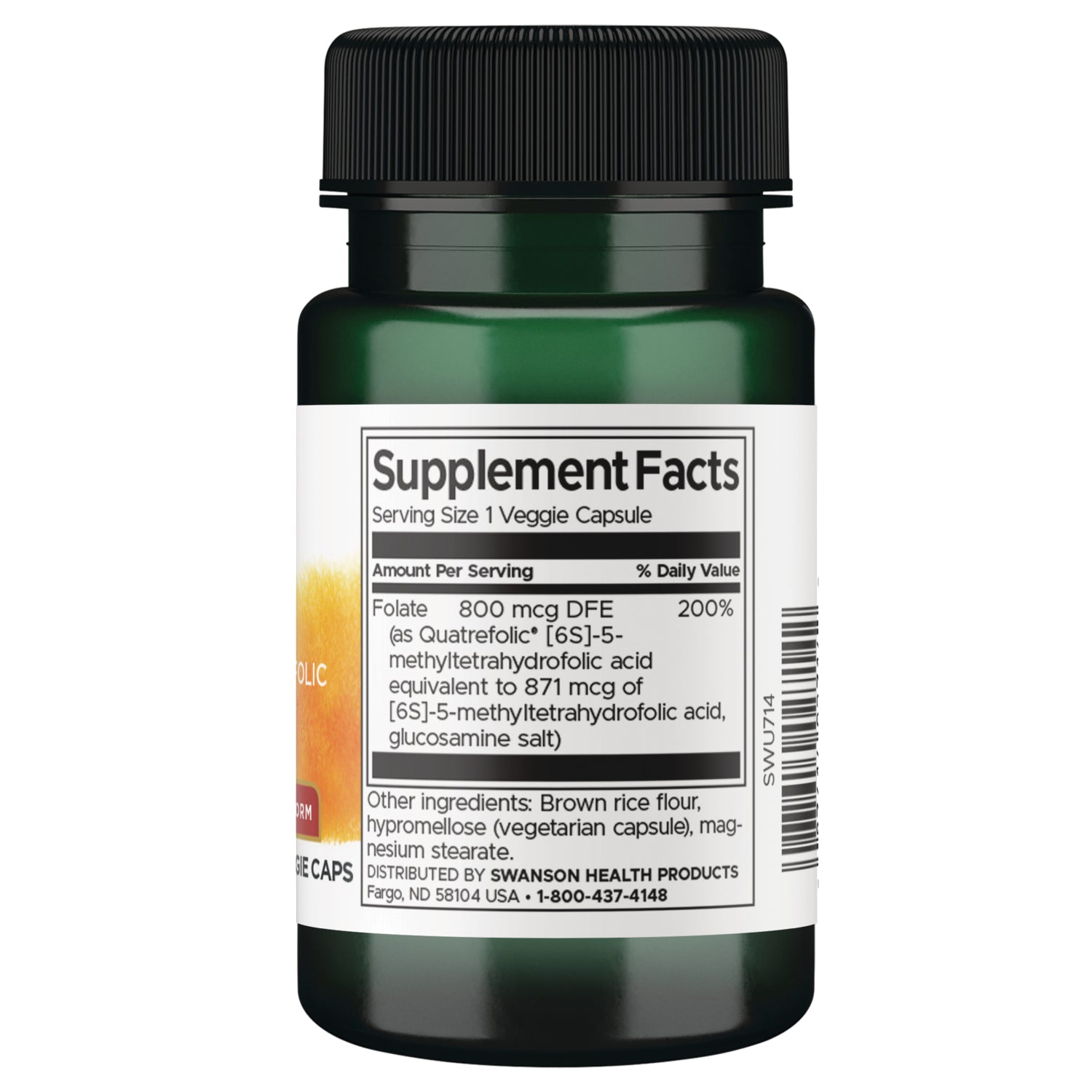 SWU714 | Back label with supplement facts and serving information