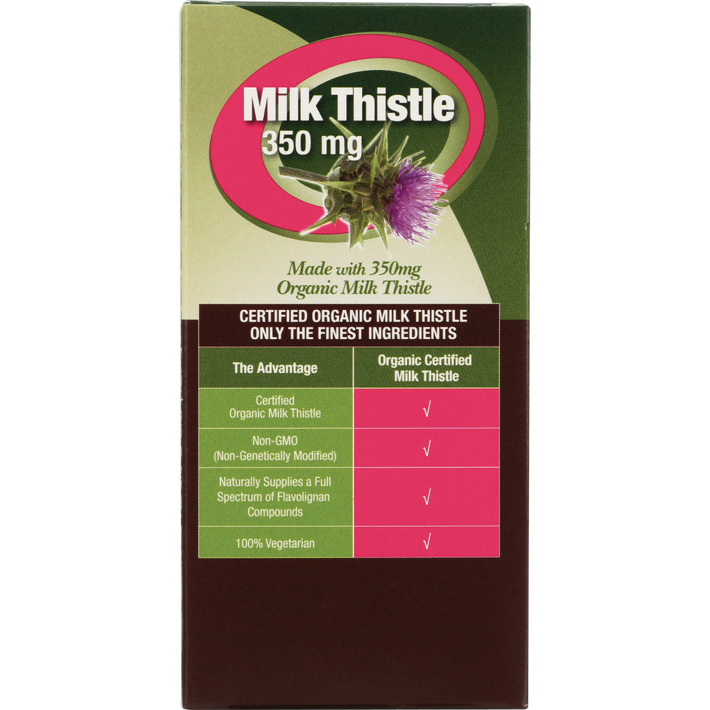 GNN004 | Product infographic of Milk Thistle 350 mg box showing certified organic claims and checklist of benefits - Thumbnail