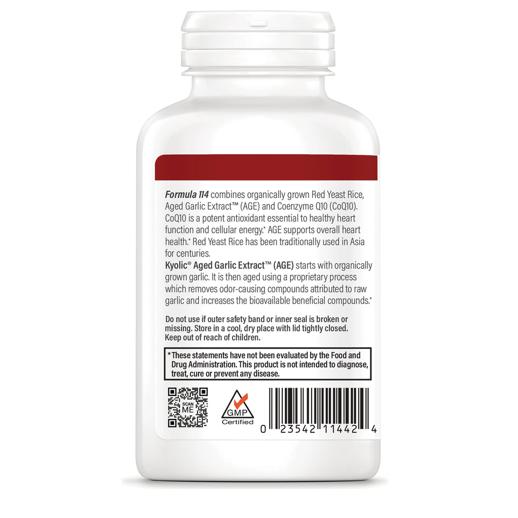 KY145 | back label of white supplement bottle showing product description, warnings, QR code, barcode and GMP Certified logo - Thumbnail