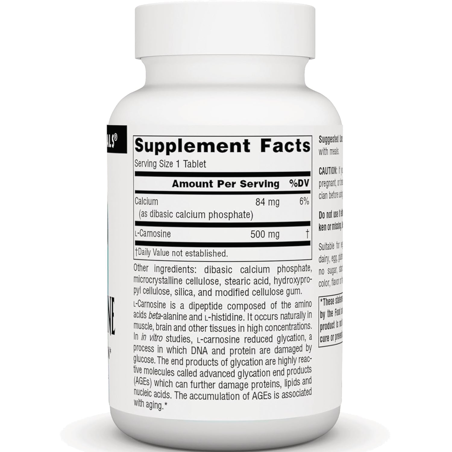 SN462 | Back label with Supplement Facts panel and ingredients list