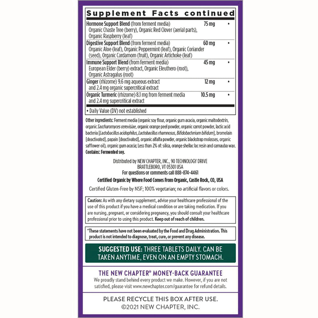 NWC142 | back label showing supplement facts, ingredients, suggested use, caution, and recycling information - Thumbnail