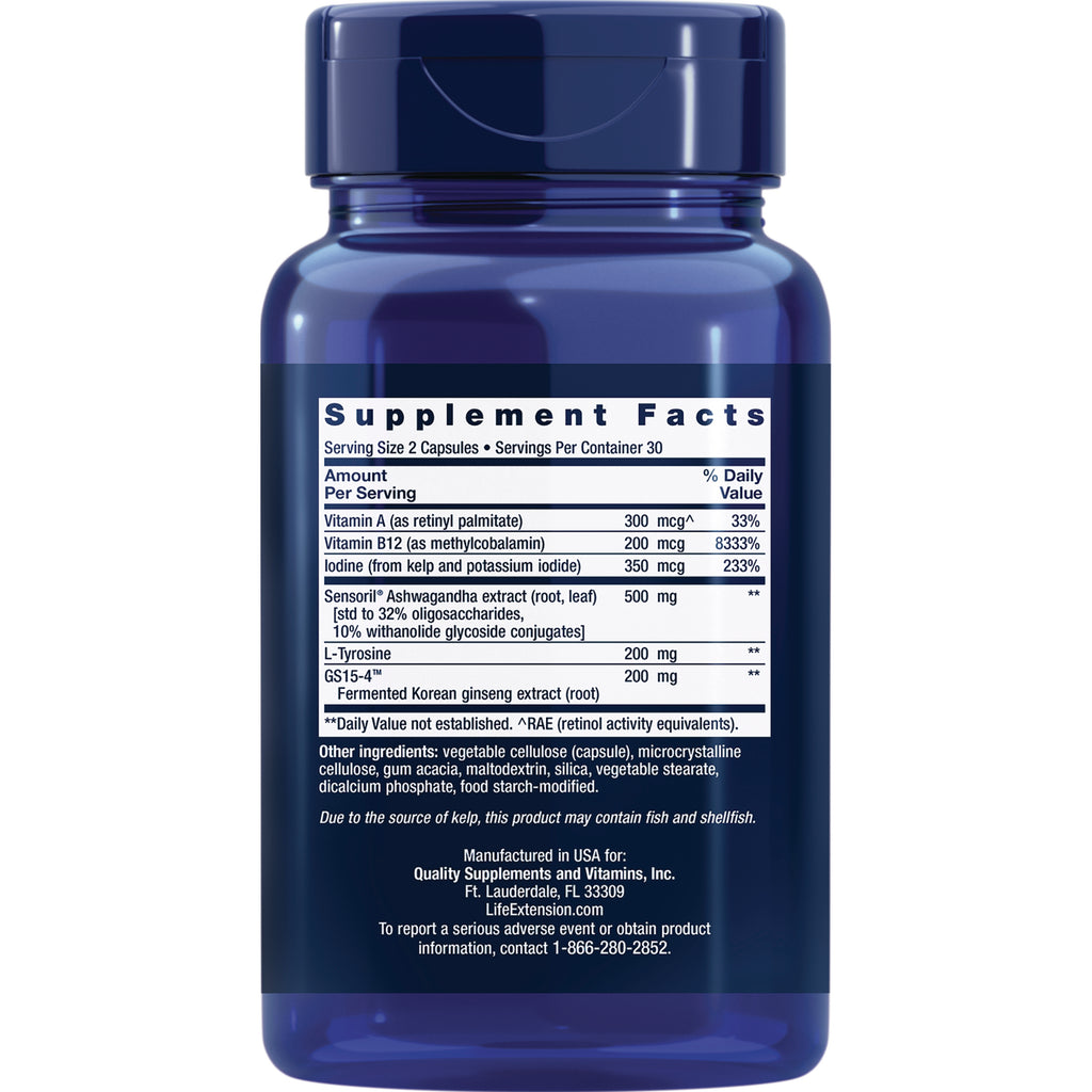 LE393 | Back label showing Supplement Facts panel and ingredients on blue supplement bottle - Thumbnail