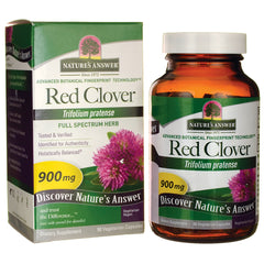 NAT167 | Nature's Answer Red Clover dietary supplement box and bottle, 900 mg, 90 vegetarian capsules