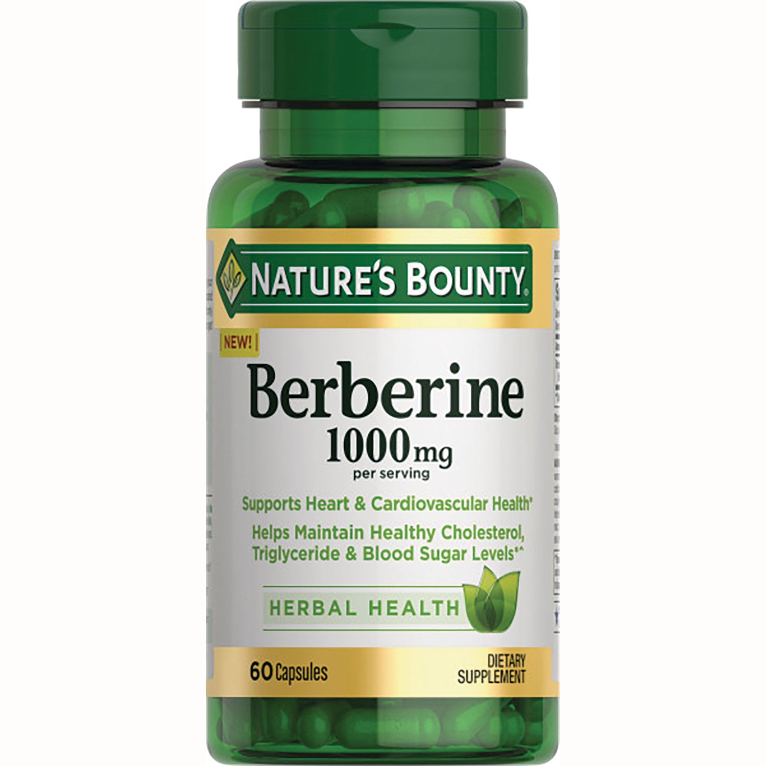 NBY070 | Nature's Bounty Berberine 1000 mg bottle, 60 capsules herbal supplement