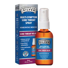 SSL017 | Sovereign Silver Multi-Symptom Sore Throat Spray, Sore Throat Relief, 2 fl oz bottle with box