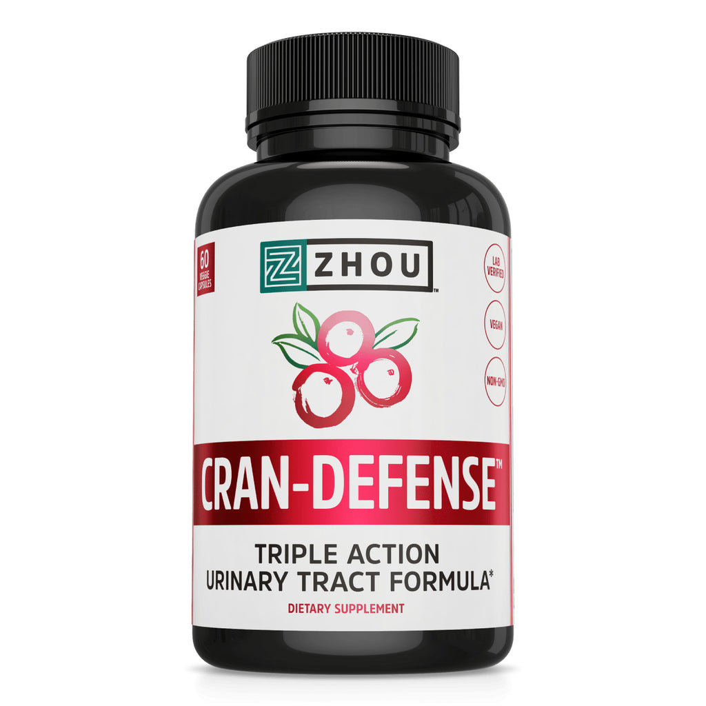 ZOU012 | Zhou Cran-Defense supplement bottle front, 60 veggie capsules, Triple Action Urinary Tract Formula - Thumbnail