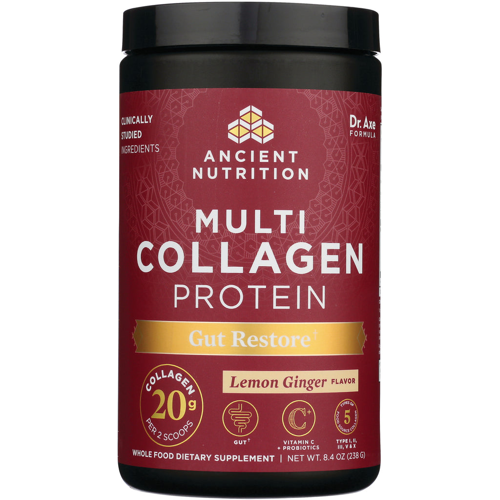 ATN048 | Ancient Nutrition Multi Collagen Protein Gut Restore lemon ginger front label - Thumbnail