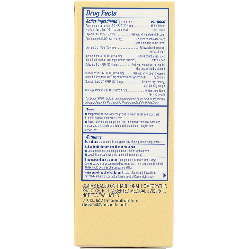 BRN086 | Back panel with Drug Facts, active ingredients, uses and warnings on yellow medicine box - Thumbnail