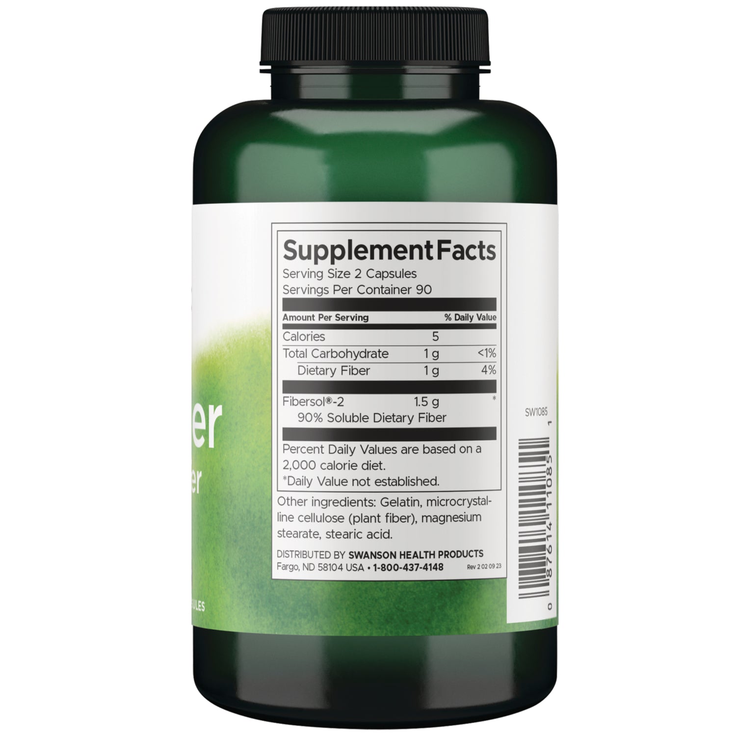 SW1085 | Back label with supplement facts and serving information