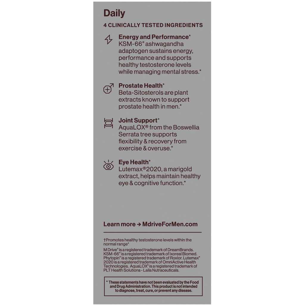 OCN006 | Product infographic listing four clinically tested ingredients: energy and performance, prostate health, joint support, eye health - Thumbnail