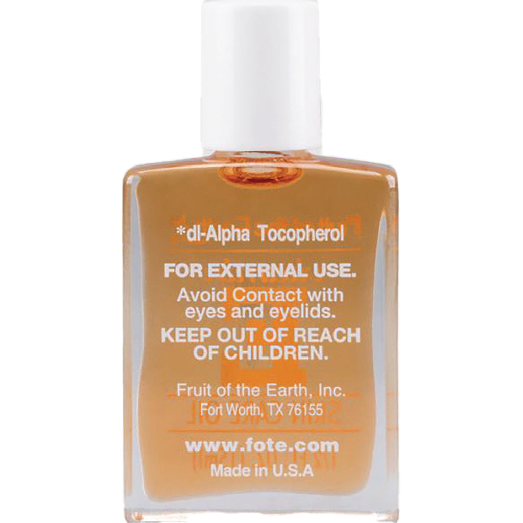 FE008 | back label of amber bottle reading FOR EXTERNAL USE; Avoid contact with eyes; KEEP OUT OF REACH OF CHILDREN; Fruit of the Earth info - Thumbnail