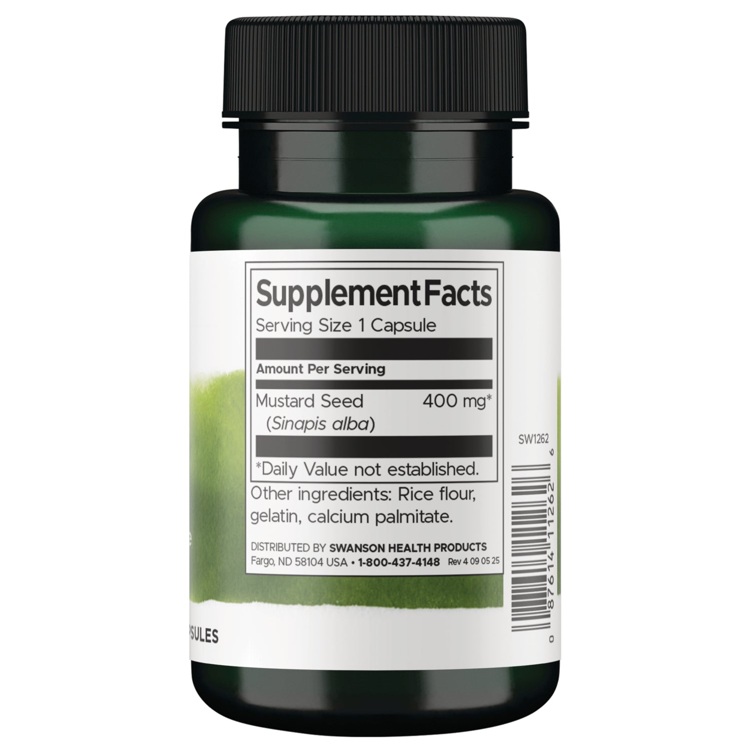 SW1262 | Back label with supplement facts and serving information