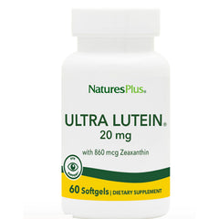 NTP232 | NaturesPlus ULTRA LUTEIN 20 mg white bottle front label, 60 Softgels dietary supplement