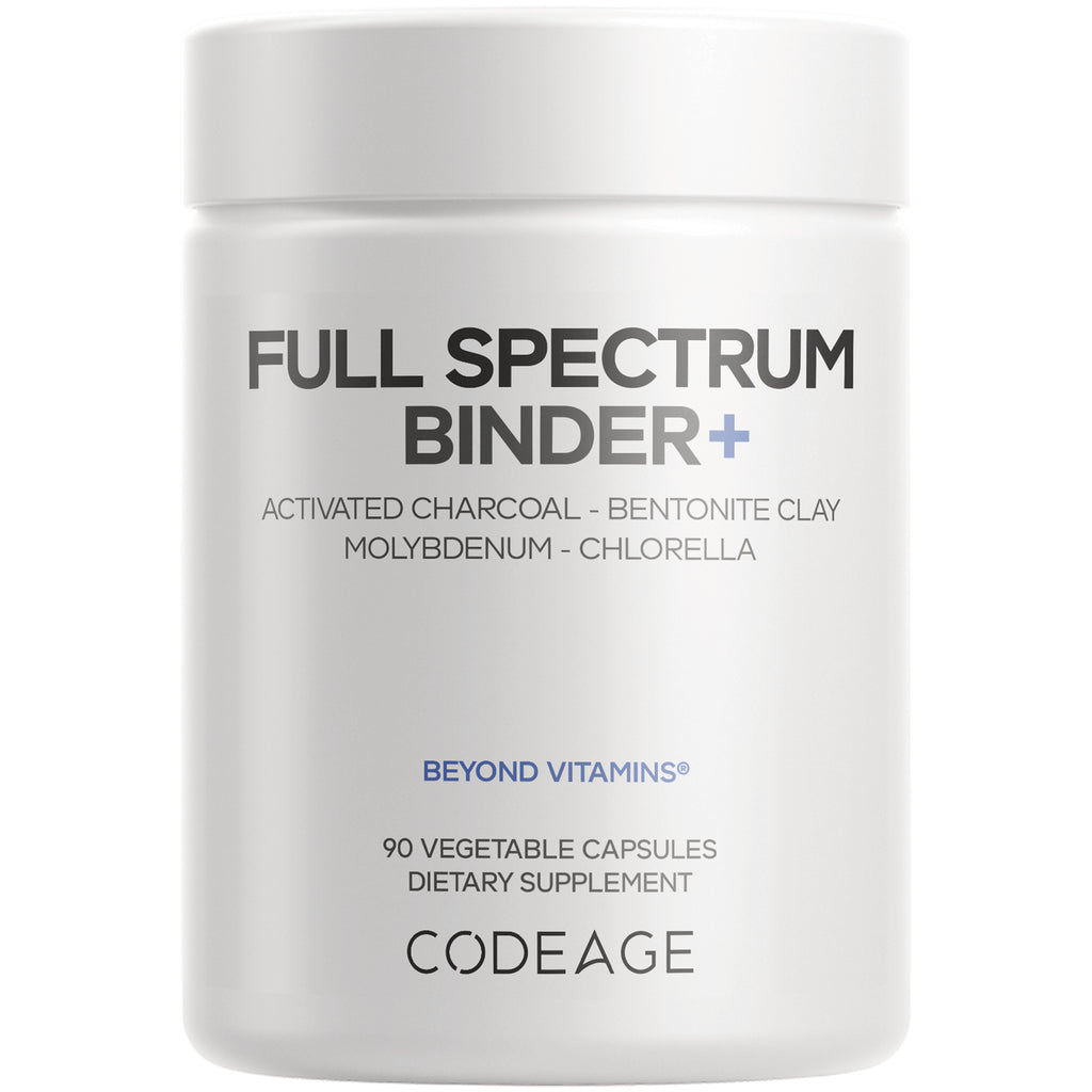 CDG049 | white supplement jar labeled FULL SPECTRUM BINDER+ with 90 vegetable capsules Codeage branding - Thumbnail