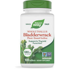 NW716 | Nature's Way Bladderwrack whole thallus supplement bottle, plant-based iodine, 100 vegan capsules