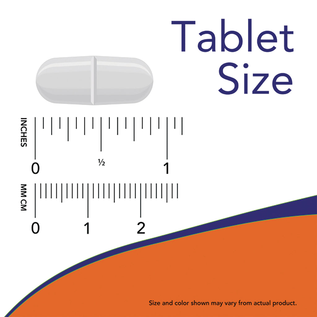 NWF1379 | white scored tablet next to inch and millimeter rulers labeled Tablet Size - Thumbnail