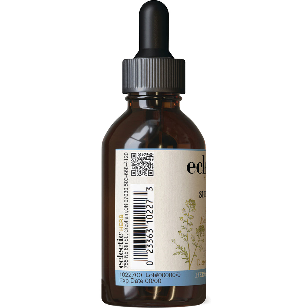 EC017 | Back of amber dropper bottle showing label with barcode, QR code, lot# 00000 and Exp Date 00/00 - Thumbnail